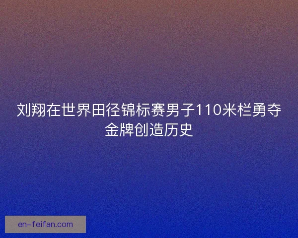 刘翔在世界田径锦标赛男子110米栏勇夺金牌创造历史 刘翔在世界田径锦标赛男子110米栏勇夺金牌创造历史